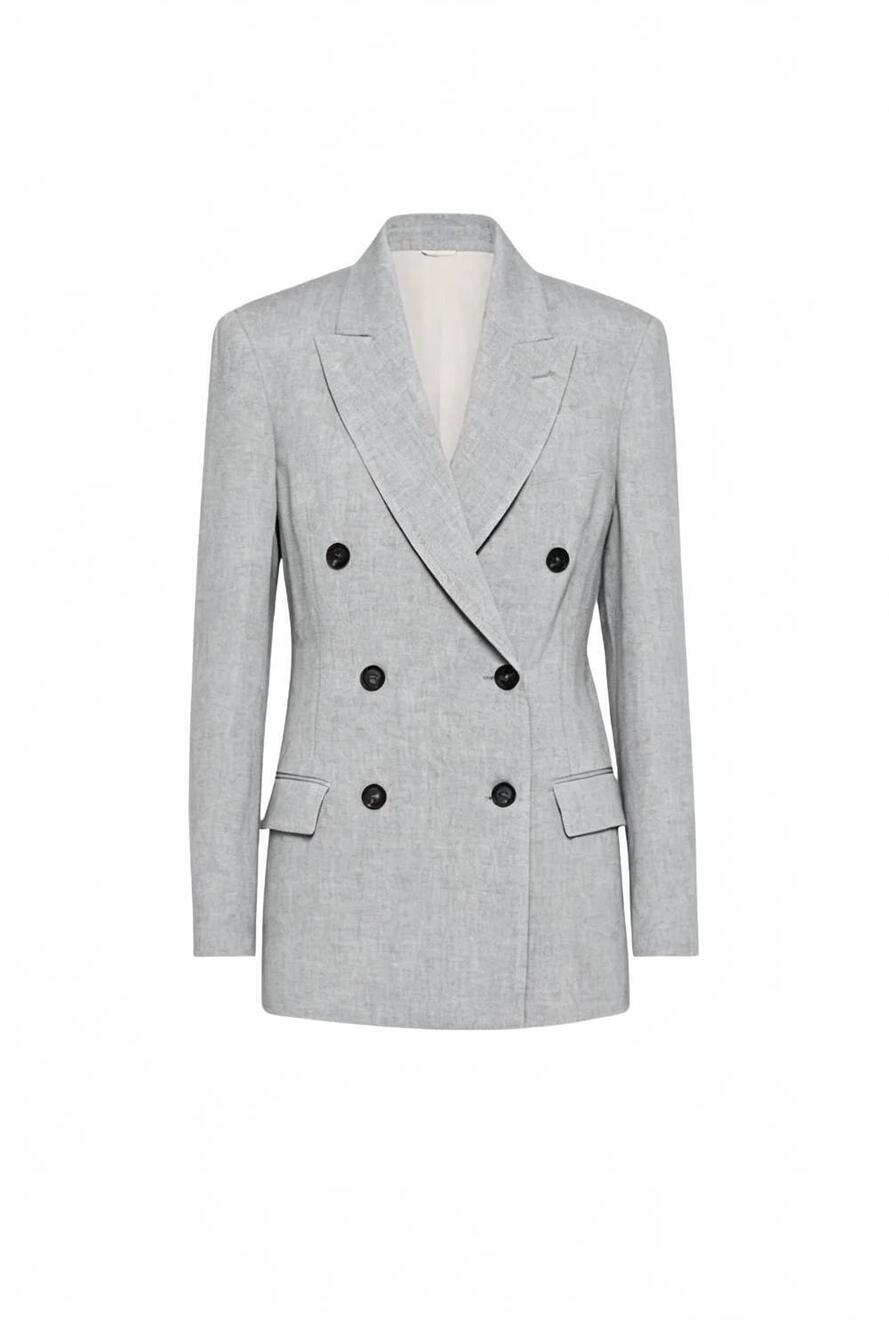 NEW BRUNELLO CUCINELLI women's lurex jacket with frontal double breasted in ligh